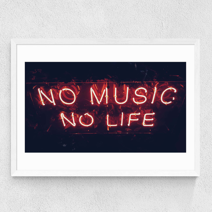 No Music No Life Medium White Frame