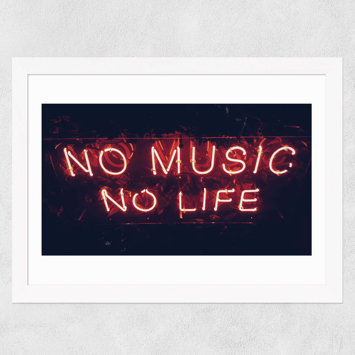 No Music No Life Wide White Frame