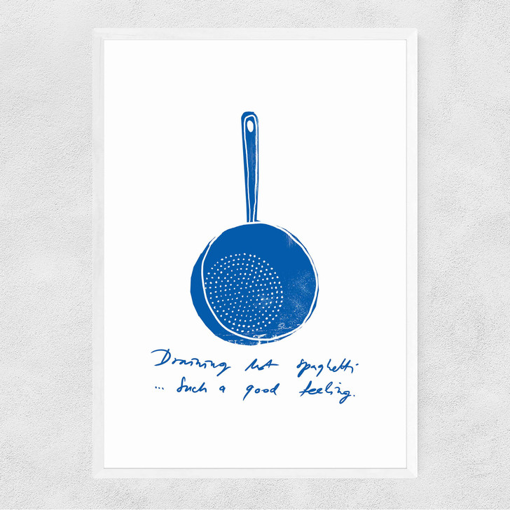 Draining Hot Spaghetti Narrow White Frame