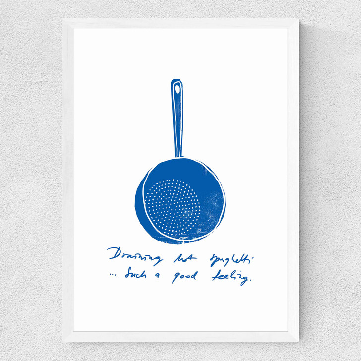 Draining Hot Spaghetti Medium White Frame