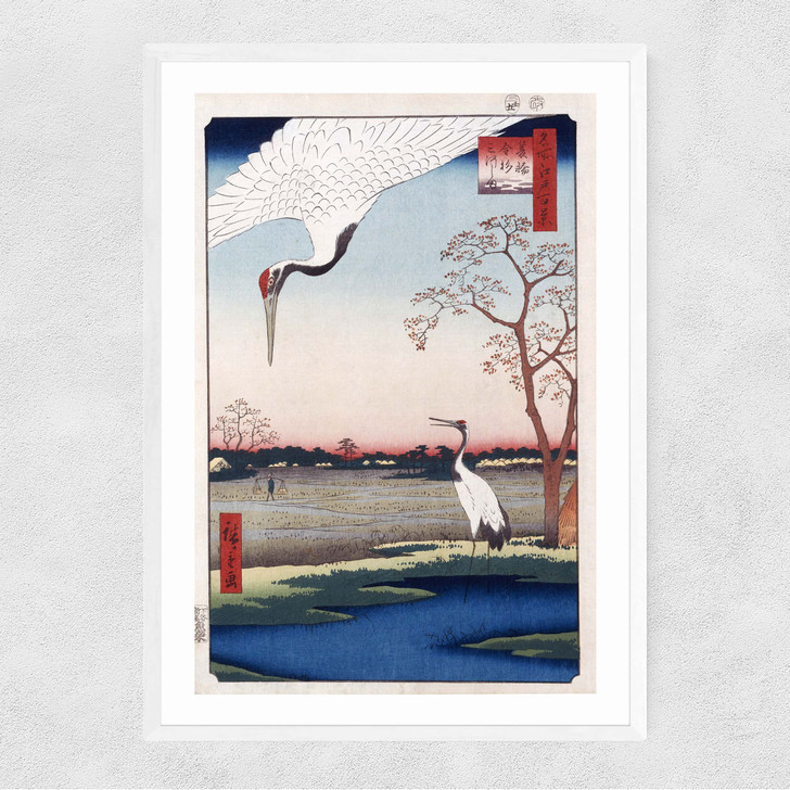 One Hundred Famous Views of Edo by Hiroshige Narrow White Frame