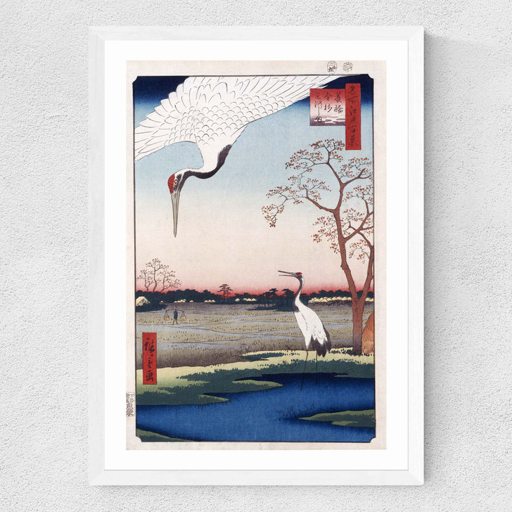 One Hundred Famous Views of Edo by Hiroshige Medium White Frame