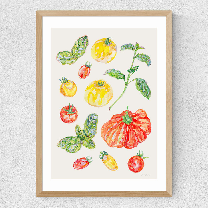 Tomatoes And Basil Medium Oak Frame Tomatoes And Basil Medium Oak Frame