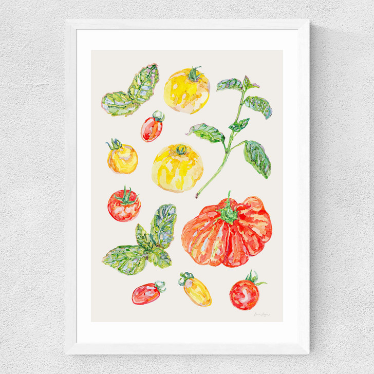 Tomatoes And Basil Medium White Frame Tomatoes And Basil Medium White Frame