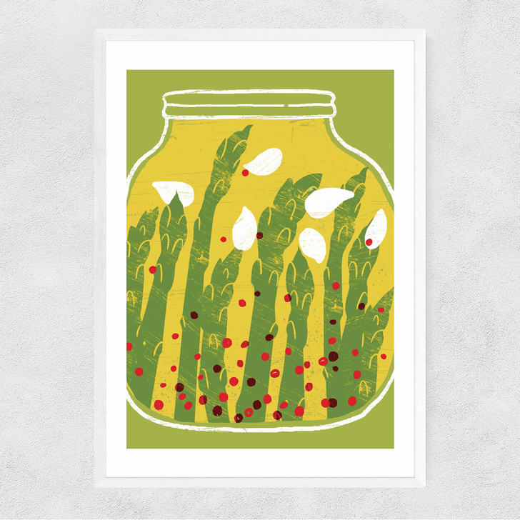 Pickled Asparagus Narrow White Frame