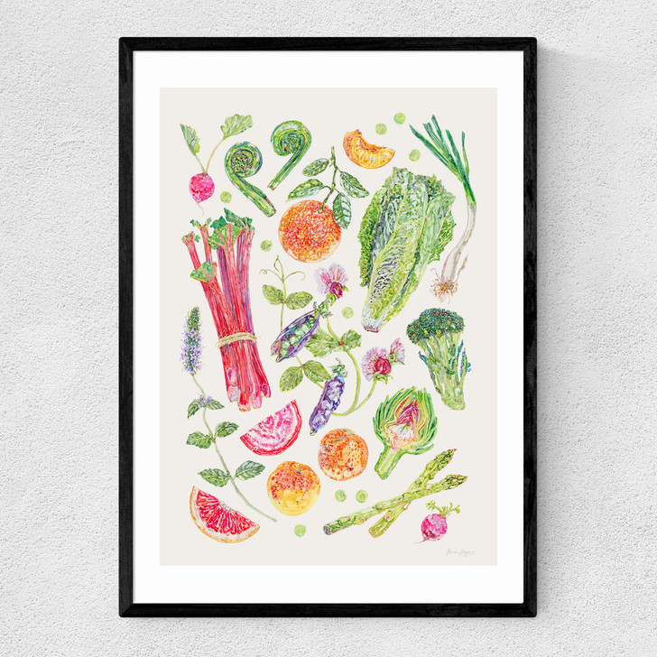 Spring Harvest Of Fruit And Vegetables Narrow Black Frame Spring Harvest Of Fruit And Vegetables Narrow Black Frame