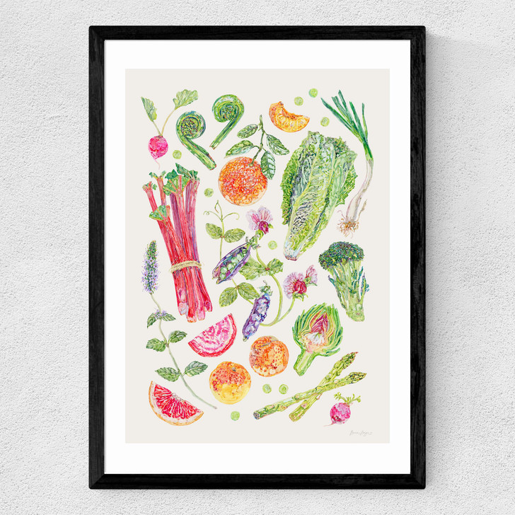 Spring Harvest Of Fruit And Vegetables Medium Black Frame Spring Harvest Of Fruit And Vegetables Medium Black Frame