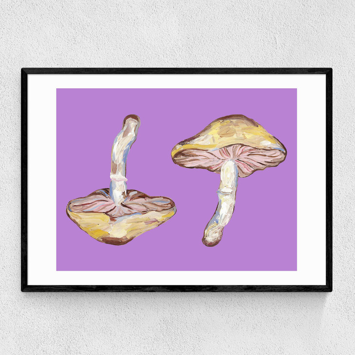Mushrooms on Purple Narrow Black Frame Mushrooms on Purple Narrow Black Frame