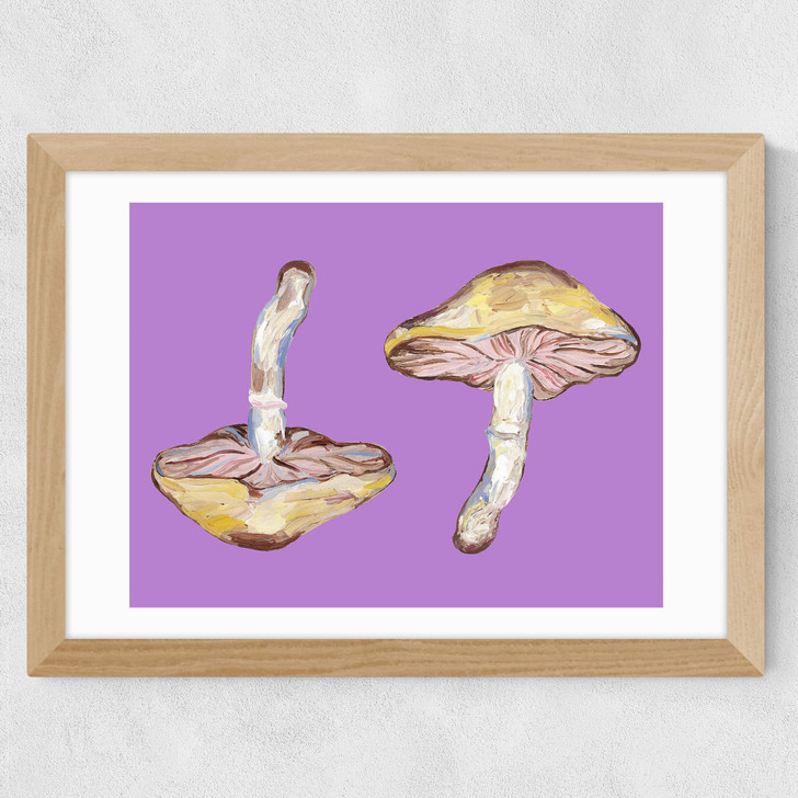 Mushrooms on Purple Wide Oak Frame Mushrooms on Purple Wide Oak Frame