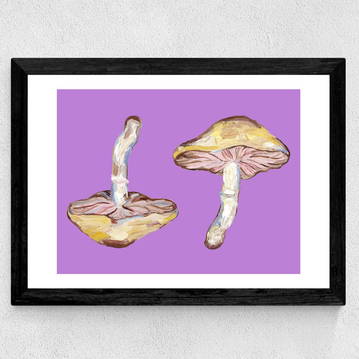 Mushrooms on Purple Wide Black Frame