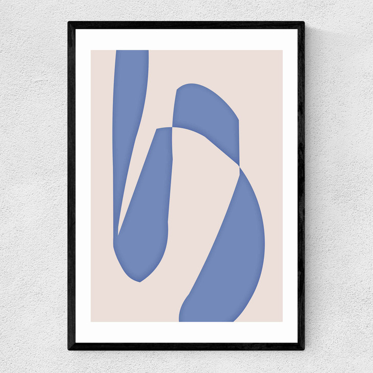 Blue Abstract Shapes Narrow Black Frame Blue Abstract Shapes Narrow Black Frame