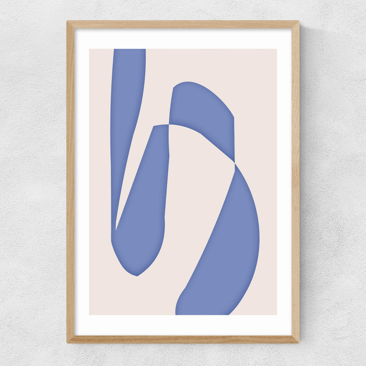 Blue Abstract Shapes Narrow Oak Frame Blue Abstract Shapes Narrow Oak Frame