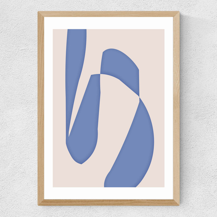 Blue Abstract Shapes Medium Oak Frame Blue Abstract Shapes Medium Oak Frame