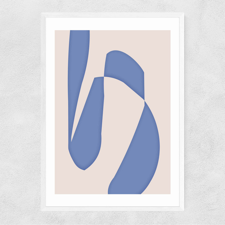 Blue Abstract Shapes Narrow White Frame Blue Abstract Shapes Narrow White Frame
