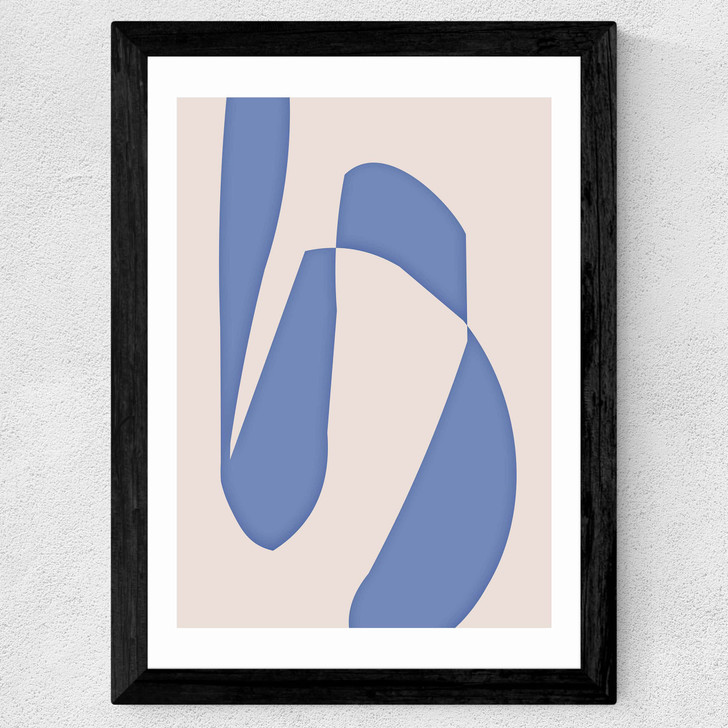 Blue Abstract Shapes Wide Black Frame