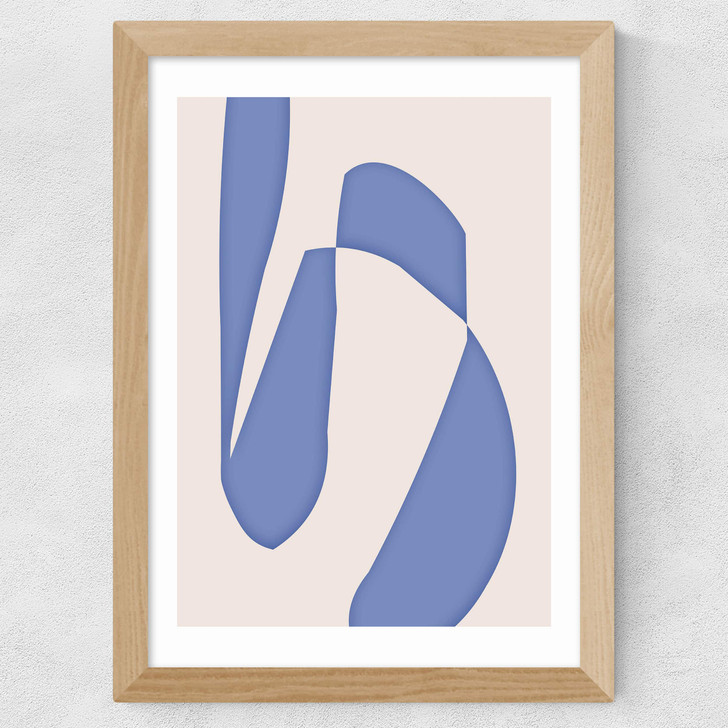 Blue Abstract Shapes Wide Oak Frame