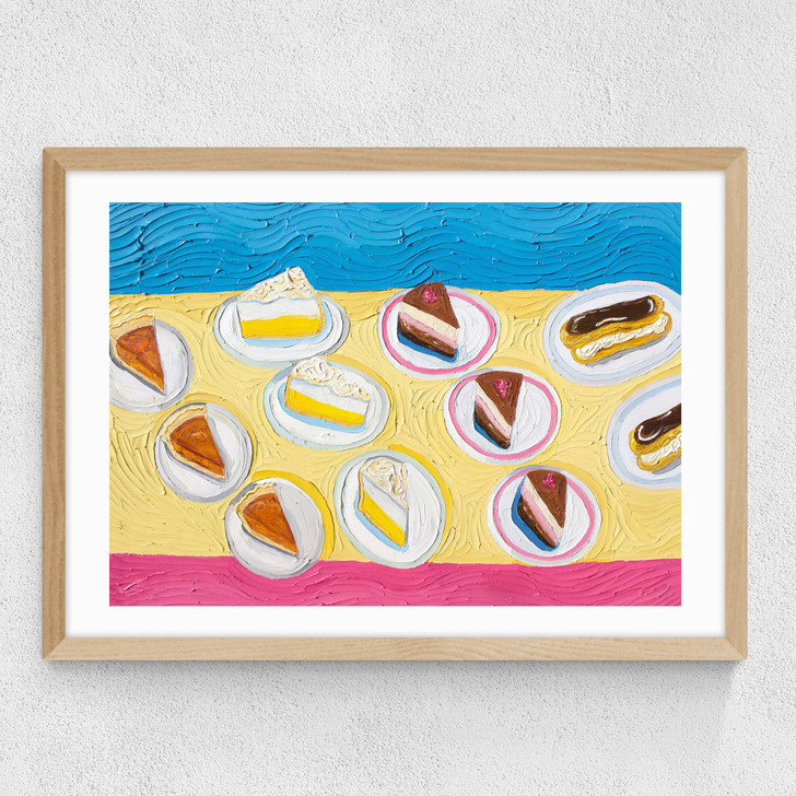 Table of Dessert After Wayne Thiebaud Medium Oak Frame