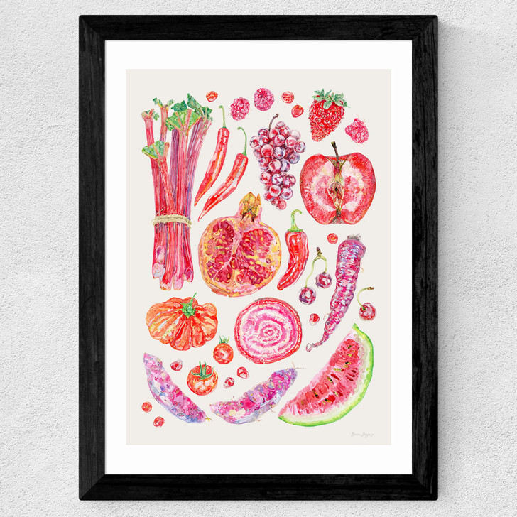 Red Harvest Of Fruit And Vegetables Wide Black Frame Red Harvest Of Fruit And Vegetables Wide Black Frame