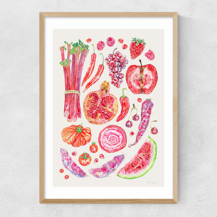 Red Harvest Of Fruit And Vegetables Narrow Oak Frame Red Harvest Of Fruit And Vegetables Narrow Oak Frame