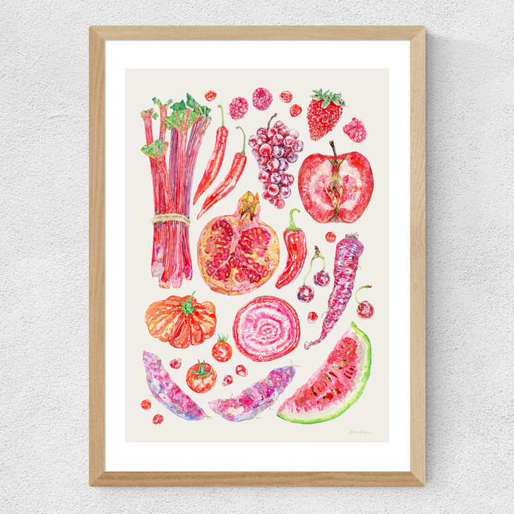 Red Harvest Of Fruit And Vegetables Medium Oak Frame Red Harvest Of Fruit And Vegetables Medium Oak Frame