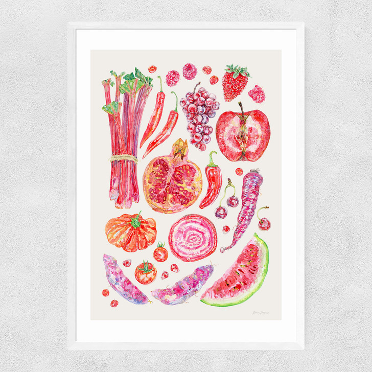 Red Harvest Of Fruit And Vegetables Narrow White Frame Red Harvest Of Fruit And Vegetables Narrow White Frame