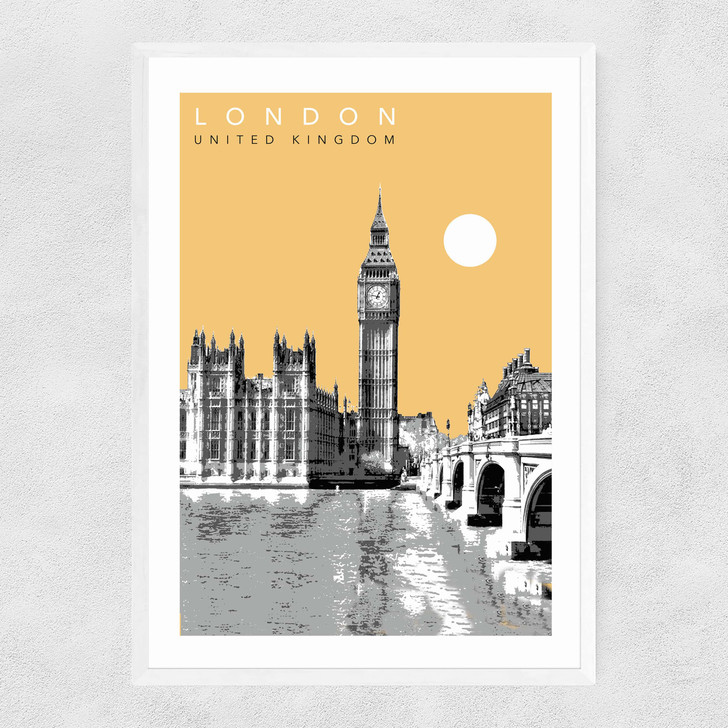 London Cityscape by Becks Norf Design Narrow White Frame London Cityscape by Becks Norf Design Narrow White Frame