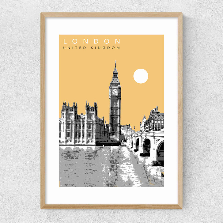 London Cityscape by Becks Norf Design Narrow Oak Frame