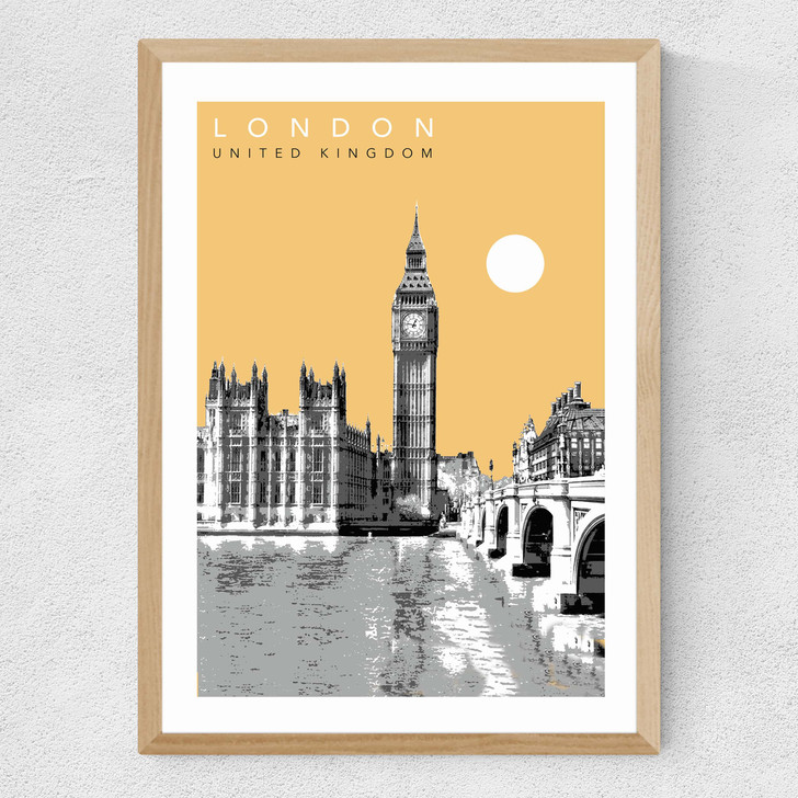 London Cityscape by Becks Norf Design Medium Oak Frame