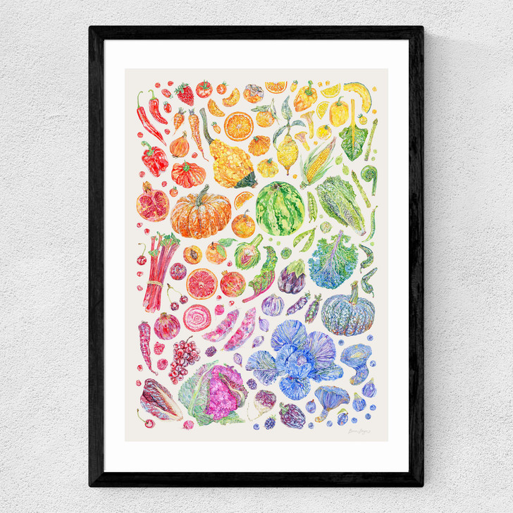 Rainbow Harvest Of Fruit And Vegetables Medium Black Frame Rainbow Harvest Of Fruit And Vegetables Medium Black Frame