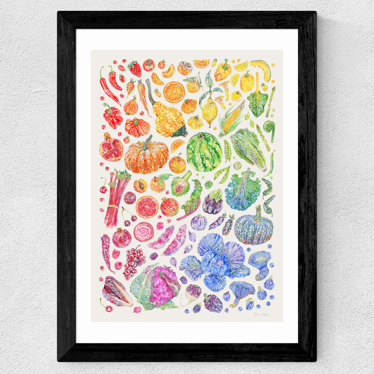 Rainbow Harvest Of Fruit And Vegetables Wide Black Frame Rainbow Harvest Of Fruit And Vegetables Wide Black Frame