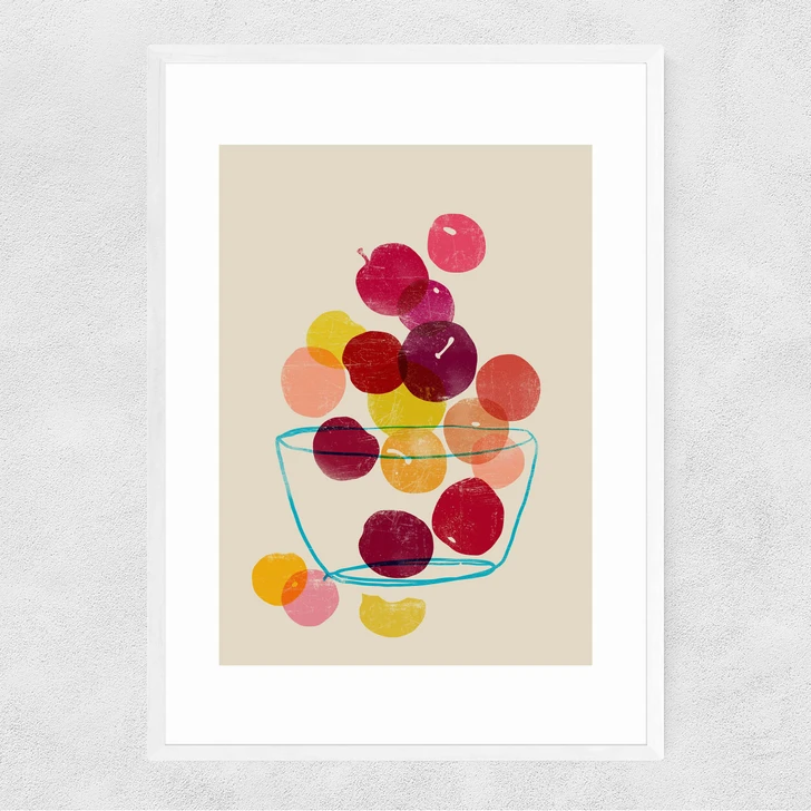 Plums Narrow White Frame
