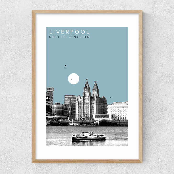 Liverpool Cityscape by Becks Norf Design Narrow Oak Frame Liverpool Cityscape by Becks Norf Design Narrow Oak Frame