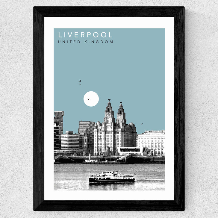 Liverpool Cityscape by Becks Norf Design Wide Black Frame