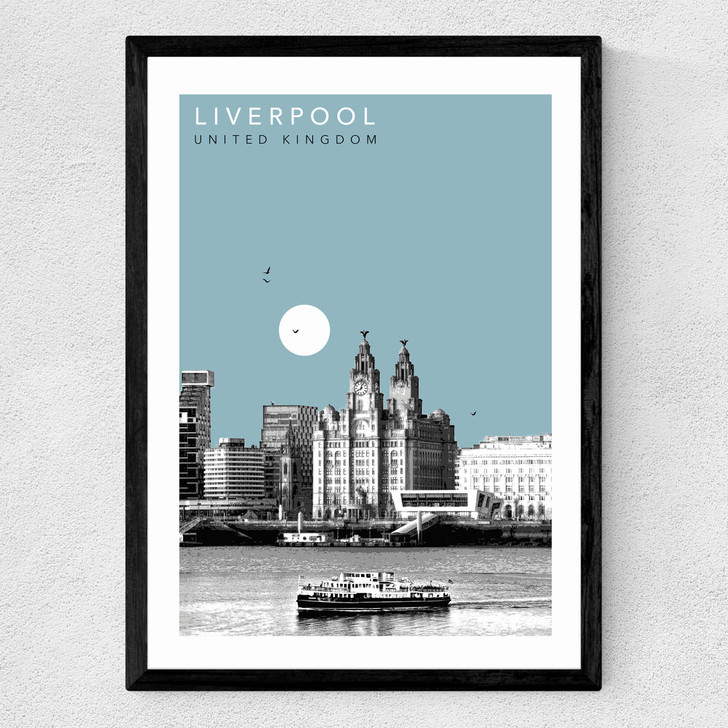 Liverpool Cityscape by Becks Norf Design Medium Black Frame