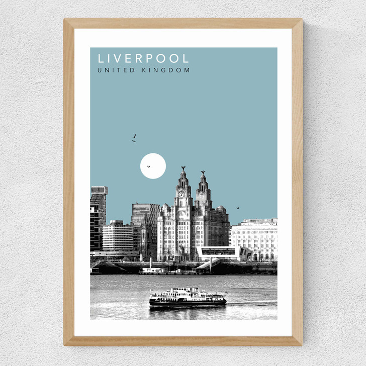 Liverpool Cityscape by Becks Norf Design Medium Oak Frame