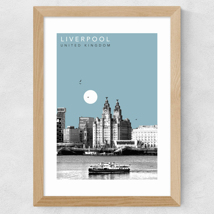 Liverpool Cityscape by Becks Norf Design Wide Oak Frame