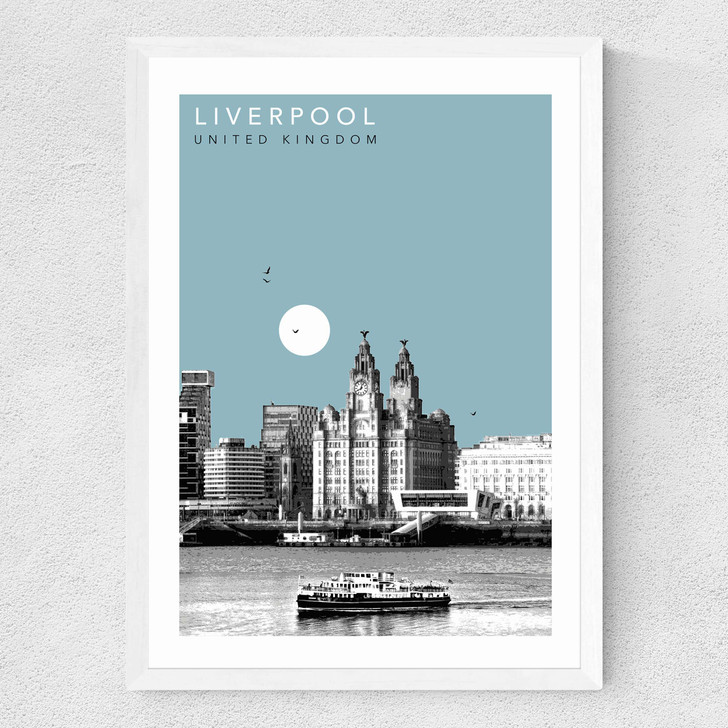 Liverpool Cityscape by Becks Norf Design Medium White Frame