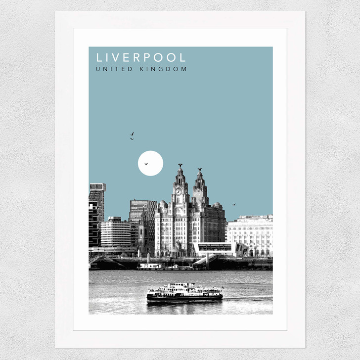 Liverpool Cityscape by Becks Norf Design Wide White Frame