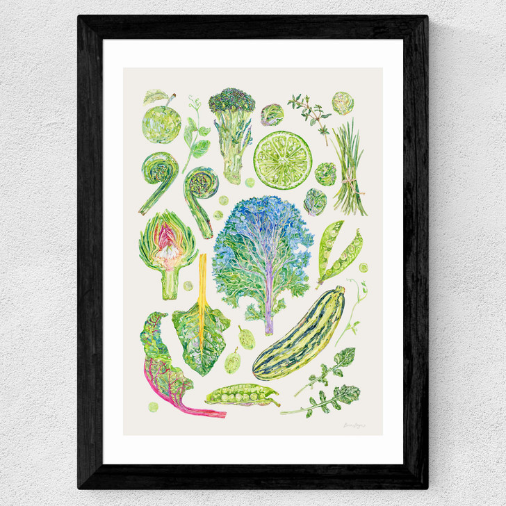 Green Harvest Of Fruit And Vegetables Wide Black Frame