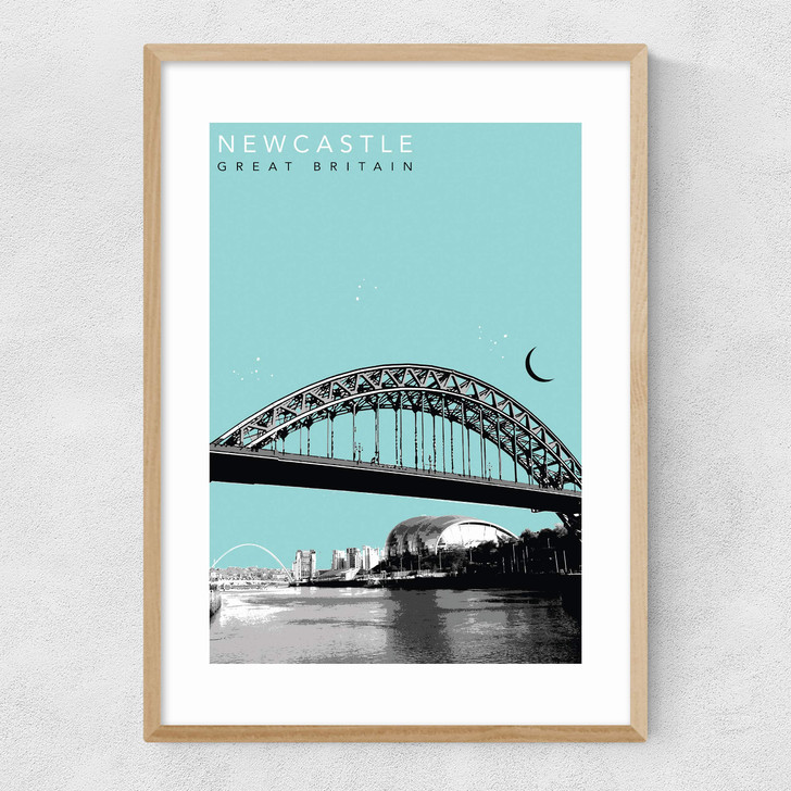 Newcastle Quayside Cityscape Narrow Oak Frame