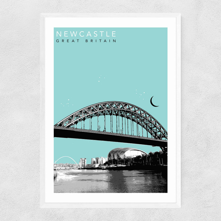 Newcastle Quayside Cityscape Narrow White Frame