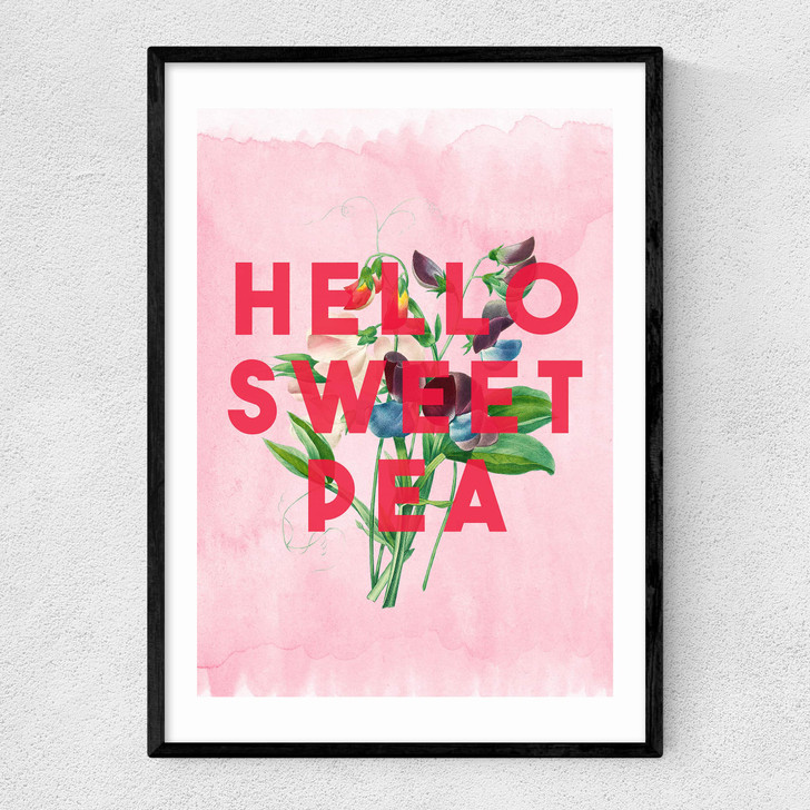 Hello Sweet Pea Narrow Black Frame