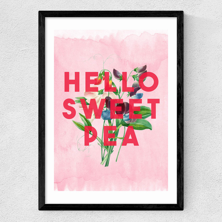 Hello Sweet Pea Medium Black Frame