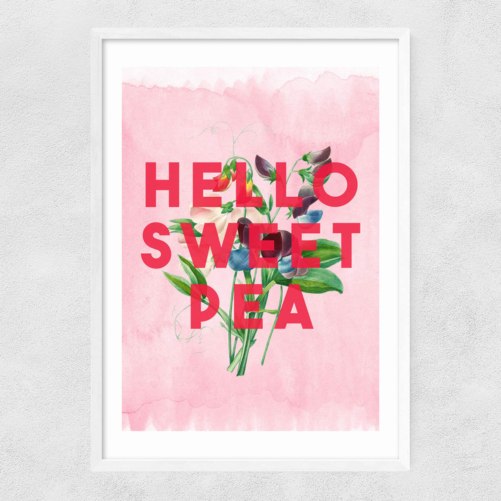 Hello Sweet Pea Narrow White Frame