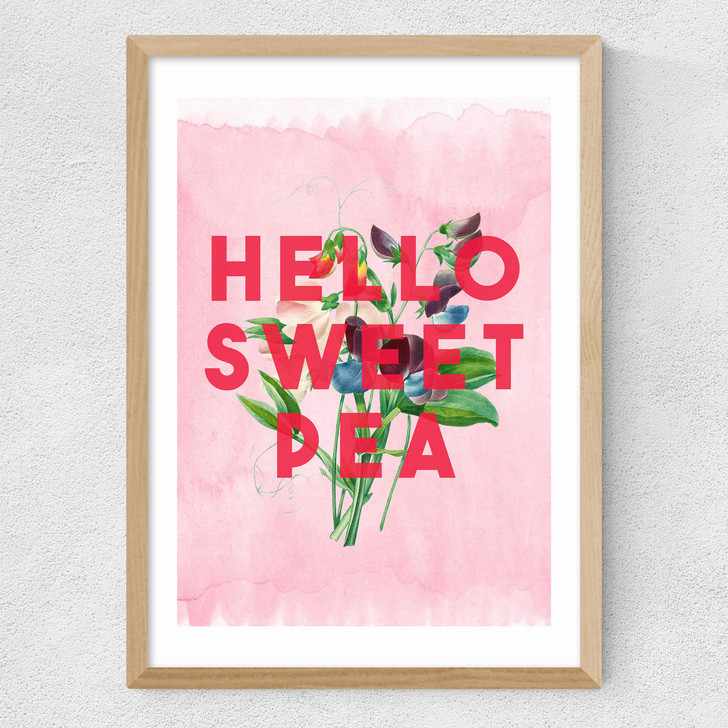 Hello Sweet Pea Medium Oak Frame