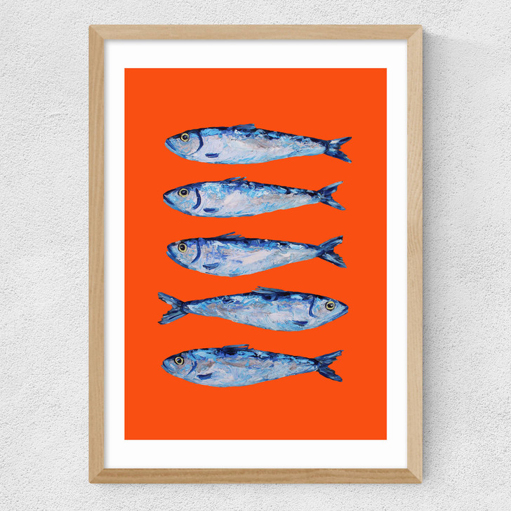 Sardines Orange Medium Oak Frame