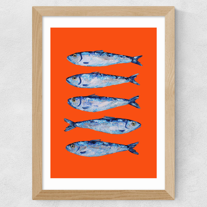 Sardines Orange Wide Oak Frame
