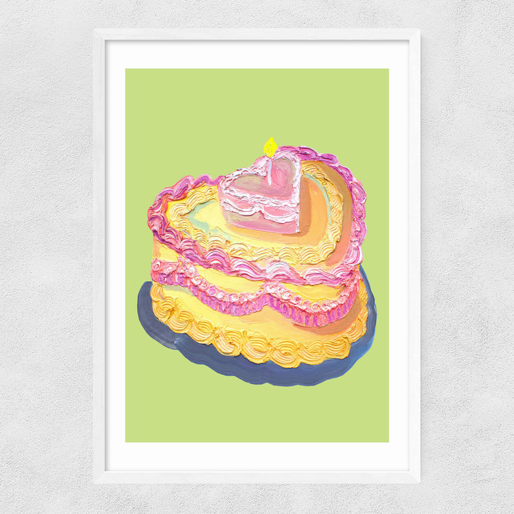 Heart Cake Narrow White Frame