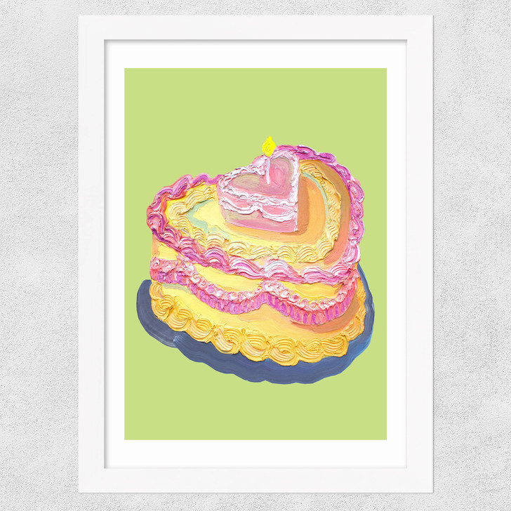 Heart Cake Wide White Frame