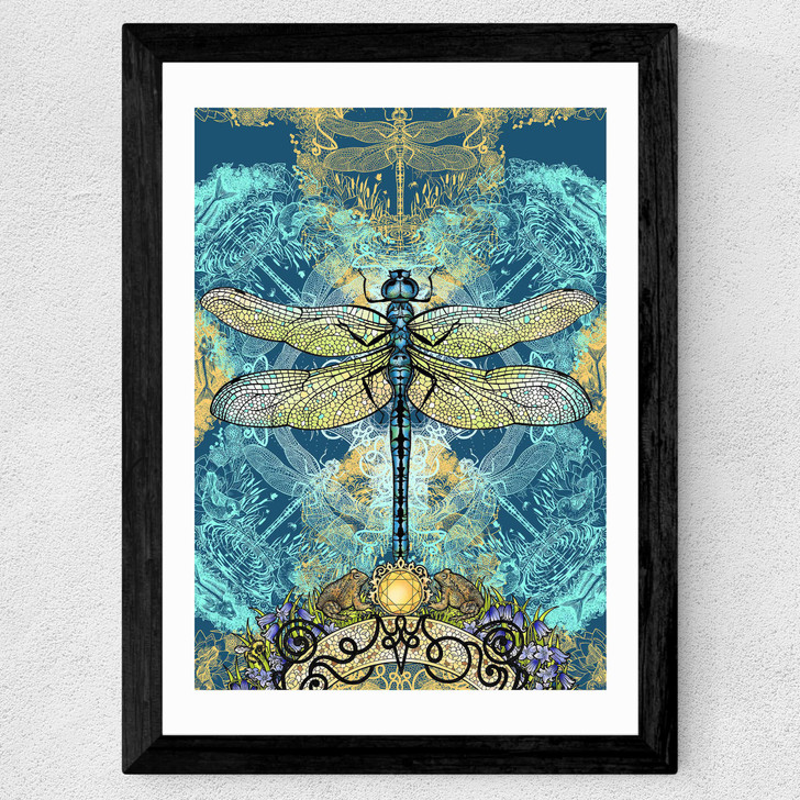 Spirited Dragonfly Wide Black Frame